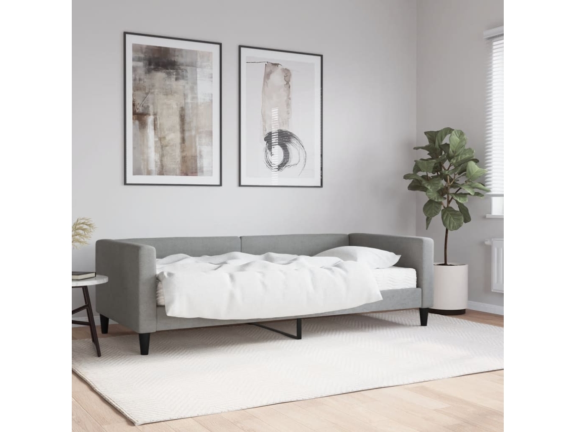 Vidaxl Sofá-cama Com Colchão 90x200 Cm Tecido Cinzento-claro