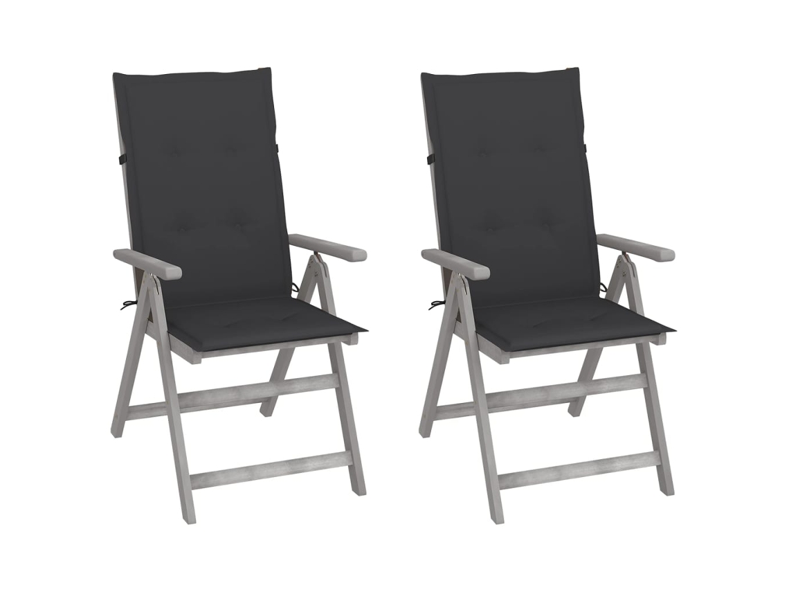 Cadeiras Jardim Reclináveis C/ Almofadões 2 Pcs Acácia Maciça Dkd Home Decor