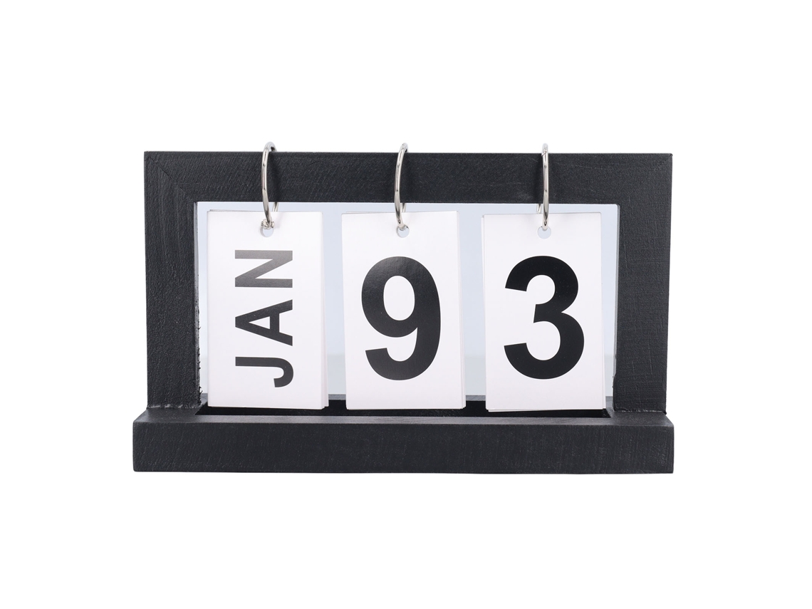 Mali calendário de Mesa de Madeira com Viramento em Pé Estilo Nórdico Vintage para Escritório e Lar Preto