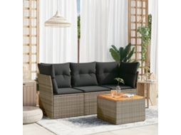 Vidaxl 4 Pcs Conjunto Sofás de Jardim C/ Almofadões Vime Pe Cinzento