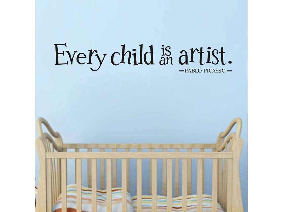 Adesivos de parede, decoração para casa, "Toda criança é um artista" - Adesivos de parede para quarto de bebê, sala de jogos infantil - Papel de parede para celular - 59x10cm