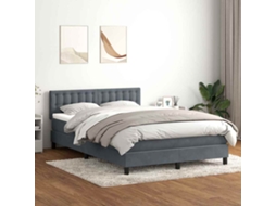 Vidaxl Cama Com Molas/colchão 160x210 Cm Veludo Cinzento-escuro