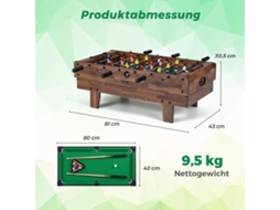 Mesa de Jogos 4 em 1 Compacta NORTHIX (pebolim, Bilhar, Air Hockey e Pingue pongue)