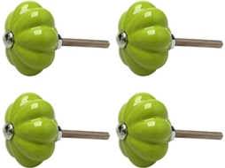Conjunto De 4 Puxadores Cerâmica Em Formato Abóbora Para Gavetas E Móveis, Ideais Para Portas, Armários, Guarda Roupas E