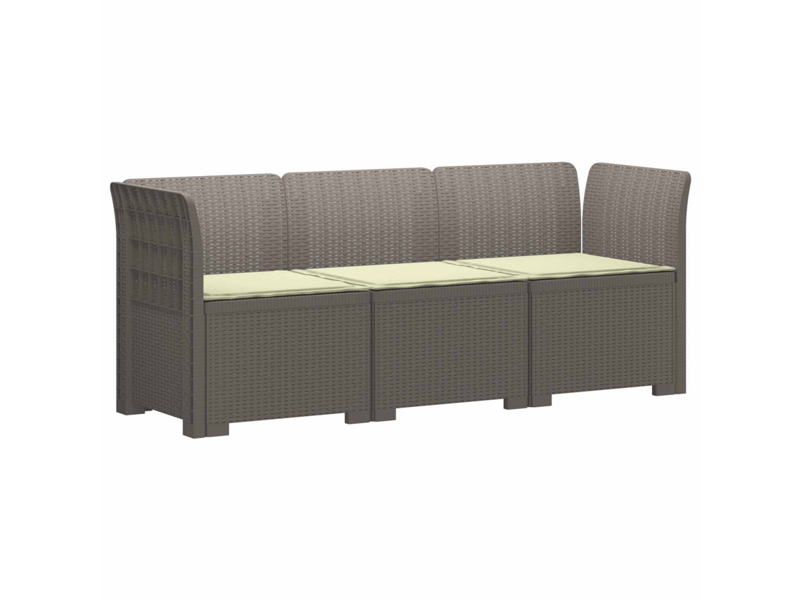 Vidaxl Sofá De Jardim 3 Lugares Com Almofadas Visual Rattan Pp