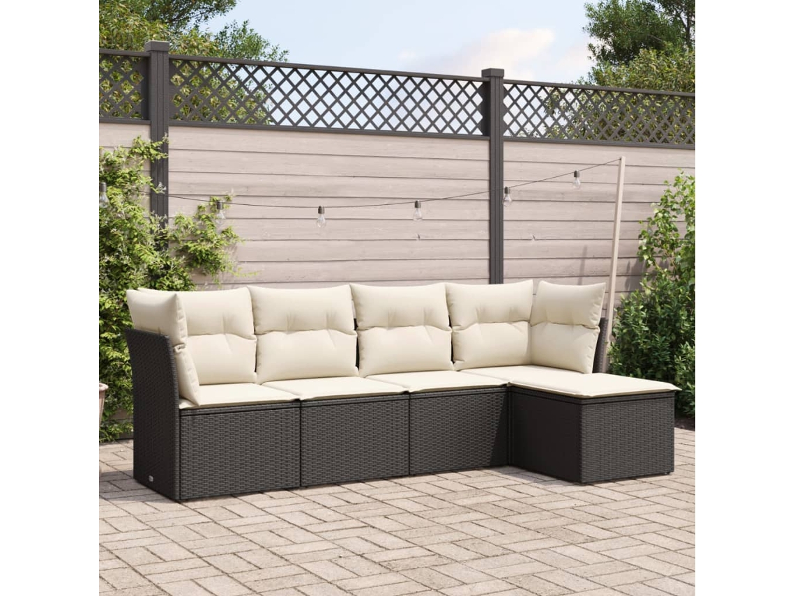 Conjunto de 5 Móveis de Jardim com Sofás e Almofadões