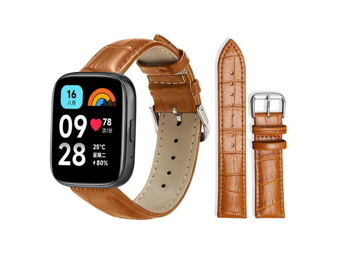 Bracelete para Redmi Watch 3 Active / Lite em couro com fivela de pino e textura de bambu marrom claro XIAOMOYU (20mm)