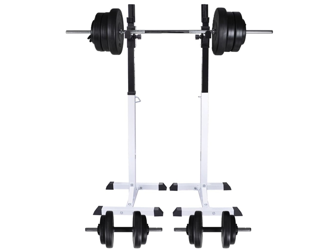 Vidaxl Suporte Barra Musculação C/ Conjunto Pesos E Barras 60,5 Kg