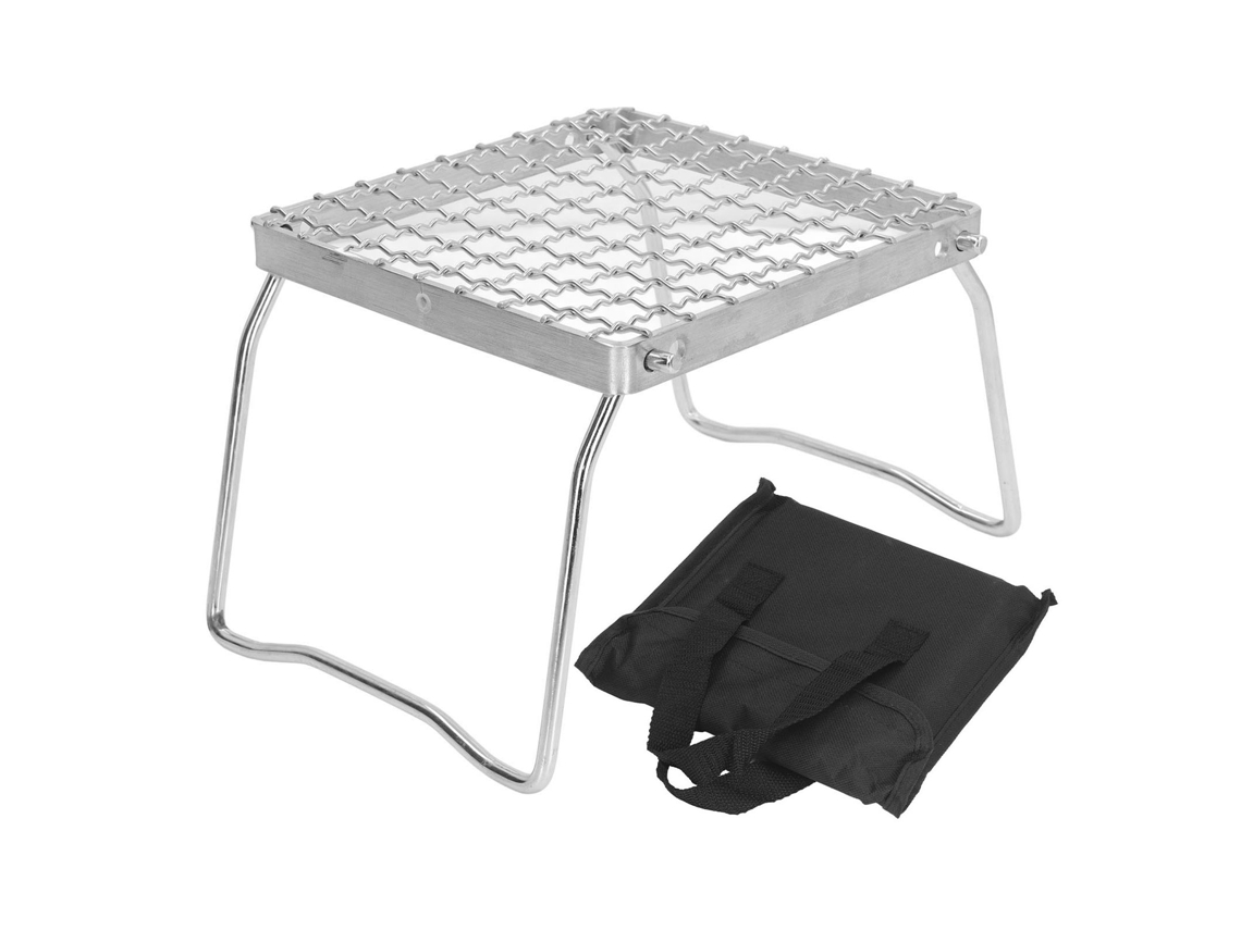 Grelha de Camping Portátil com Pernas Dobráveis Aço Inox 304
