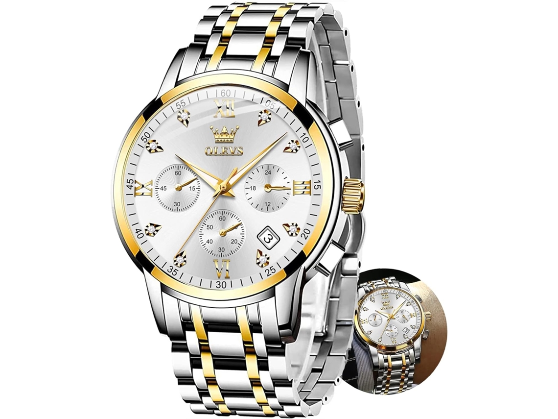 Lurelia Relógio Masculino, Movimento De Quartzo, Data/calendário, Luminoso, Detalhes Com Strass, 11 Mm, 0,43 Polegadas, 41 Mm, 1,6 Polegadas, 20 Mm