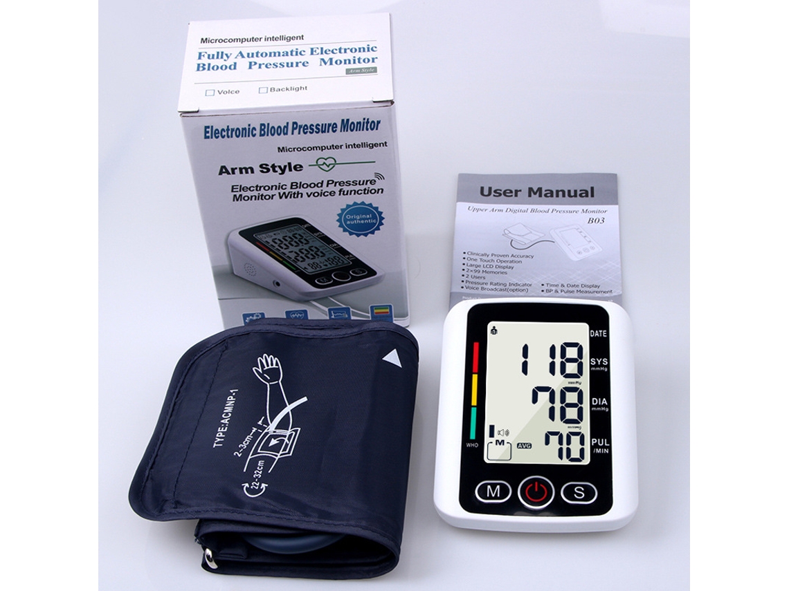 Monitor Eletrónico Pressão Arterial Versão Inglês Totalmente Automático para Casa STELASPLEN