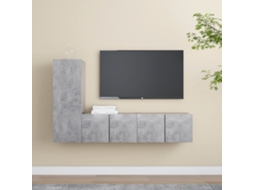 Vidaxl 3 Pcs Conjunto de Móveis de Tv Contraplacado Cinzento Cimento