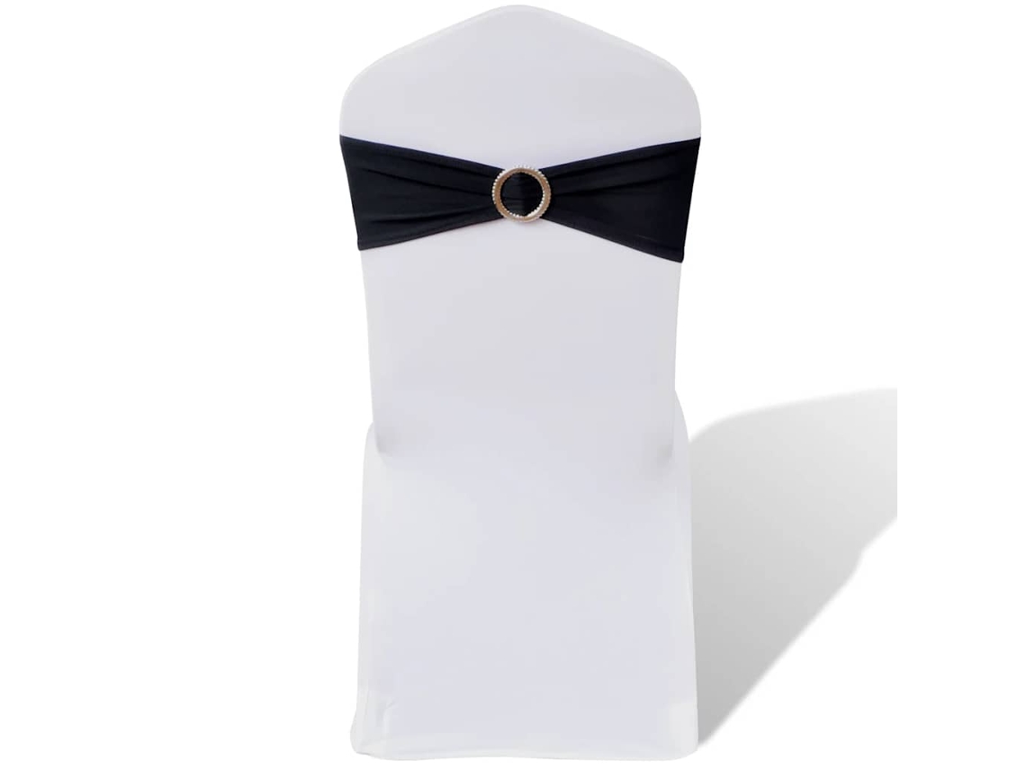 Banda Decorativa Para Cadeira, Elástico, Em Preto Com Fivela Diamante