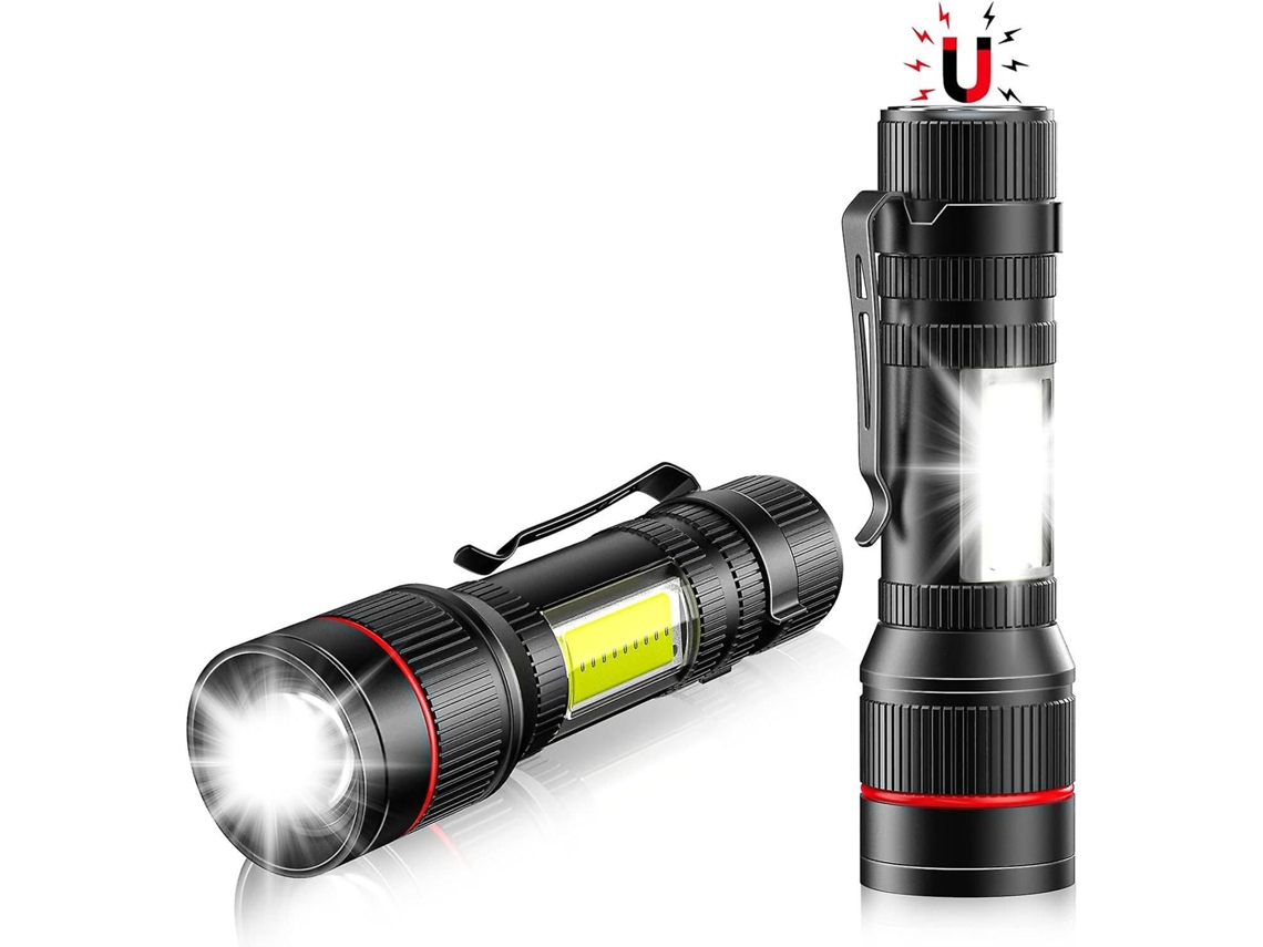 Conjunto De 2 Lanternas Led Compactas, Recarregáveis, Com Clipe E À Prova D'água