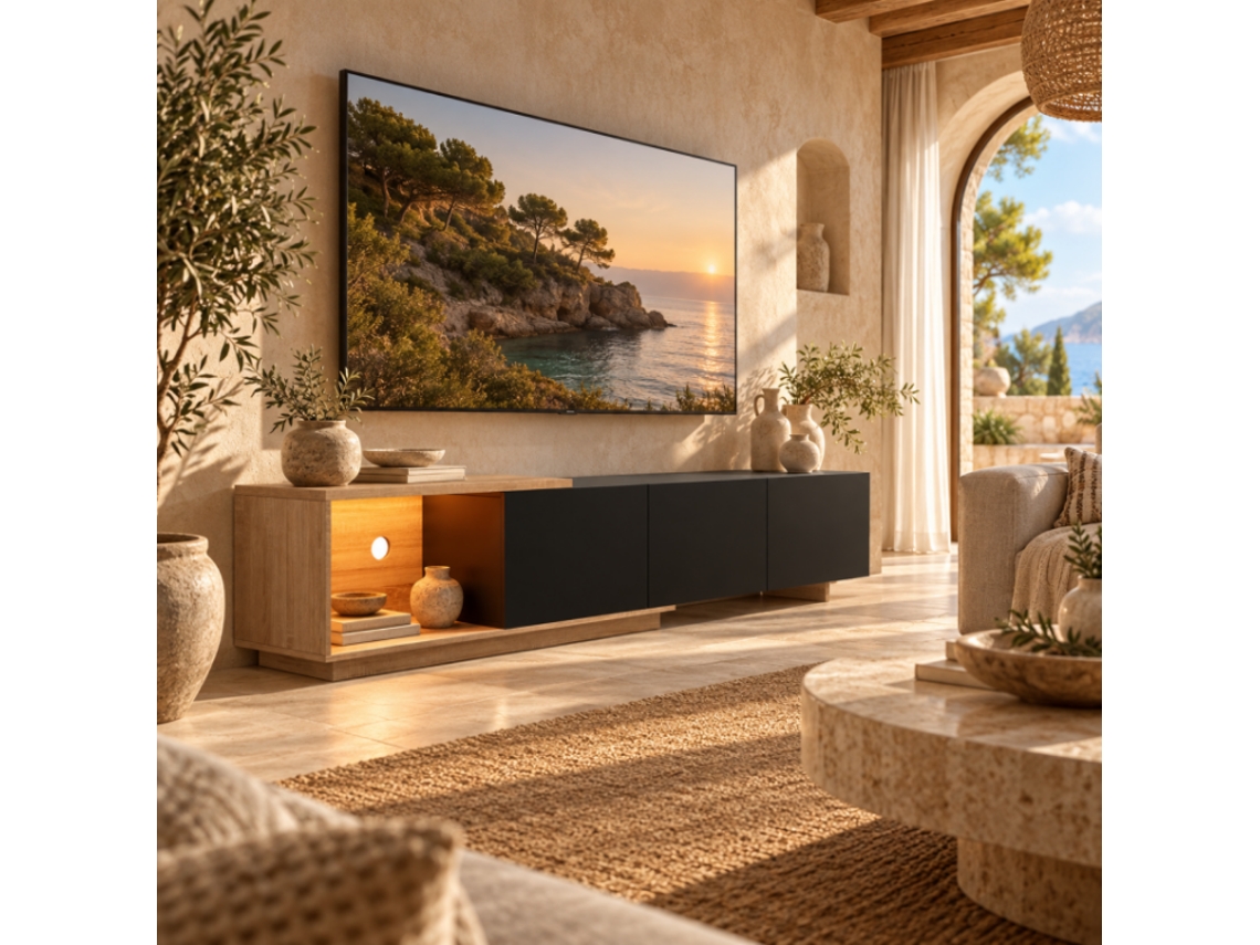 Móvel Para Televisão De 163-240 Cm, Móvel Para Televisão Com 4 Gavetas, Consola De Televisão Com Led Ajustável, Para Televisões Até 65 Polegadas