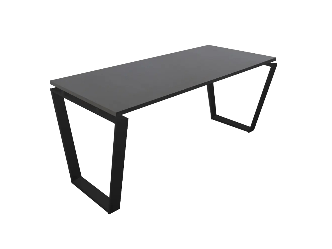 Mesa com estrutura em pirâmide invertida. 140x80cm. Cinza. OFILIKE