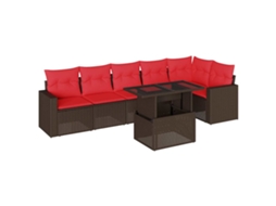 Conjunto de Sofá de Jardim, 7 Peças, Almofadas, Rattan Preto MAISON EXCLUSIVE