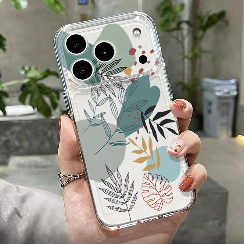 Capa Transparente Com Padrão Para Iphone 16, À Prova De Choque E Com Parte Traseira Em Silicone Tpu Macio.