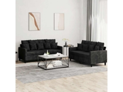 Vidaxl 2 Pcs Conjunto De Sofás Com Almofadões Veludo Preto