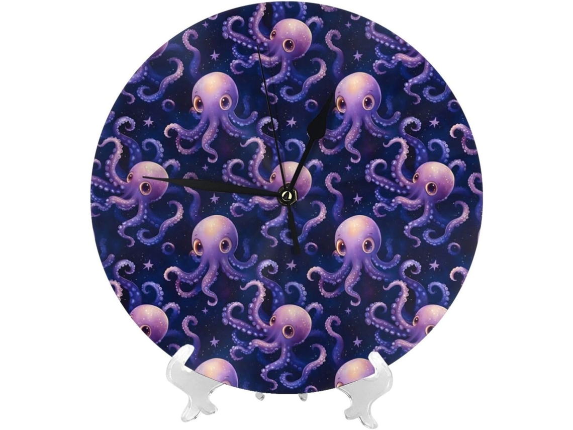 Relógio De Parede De 25cm 10 Polegadas A Bateria, Com Estampa Moderna E Charmosa De Polvo Roxo, Silencioso E Compacto