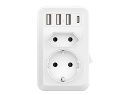 (fy) Adaptador De Tomada Eua/alemanha Com 3 Usb E 1, C, Adaptador De Tomada Eua Com 2 Tomadas Ca