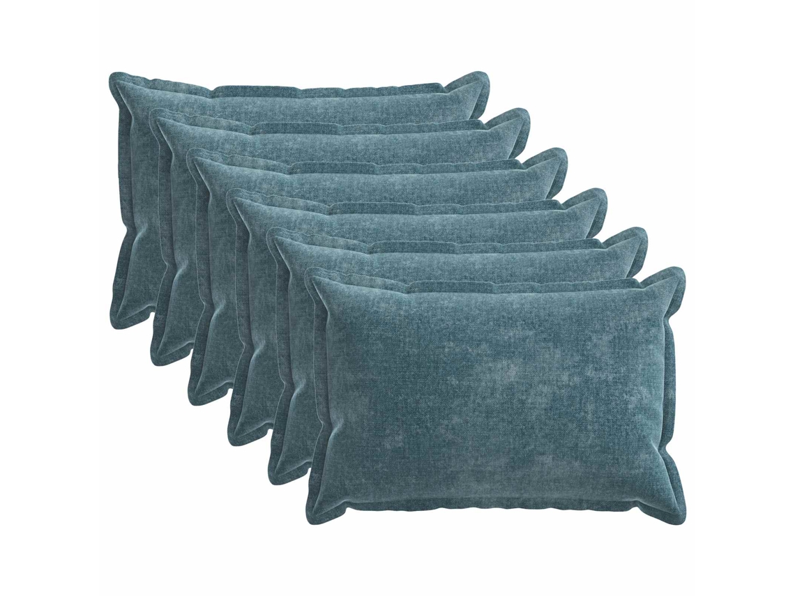 Vidaxl Capa Almofada 6 Unid. Houten Azul 50 X 75 Cm Tecido Chenille