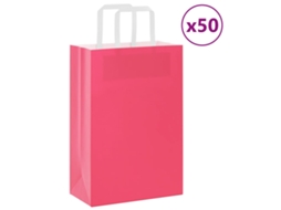 Vidaxl Sacos De Papel 50 Unid Com Alças Rosa 21x11x31 Cm