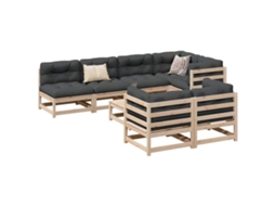 Vidaxl 8 Pcs Conjunto Sofás De Jardim Pinho Maciço
