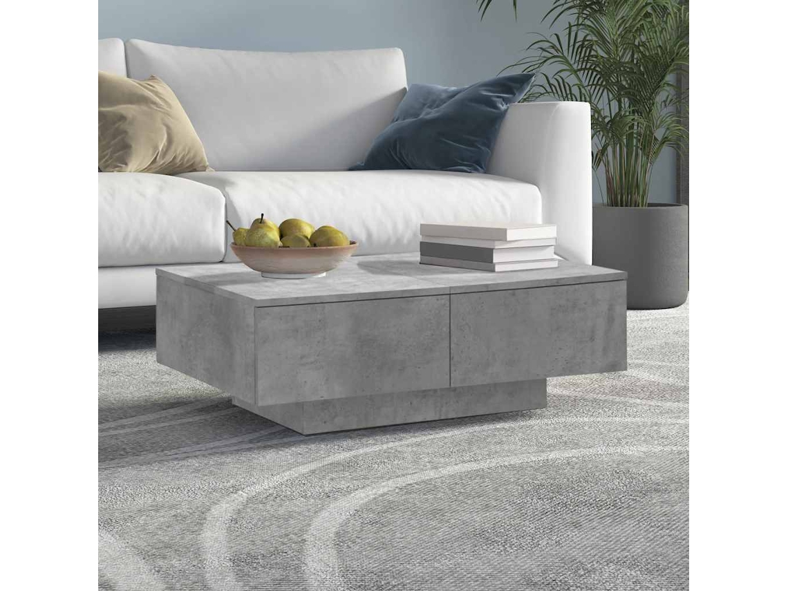 Vidaxl Mesa De Centro 90x60x31 Cm Contraplacado Cinzento Cimento