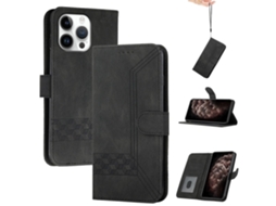 Capa Em Couro Pu Para Iphone 16 Pro Max - Cor Preto