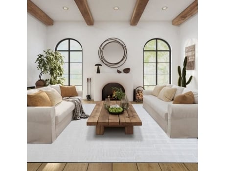 Juta Aspect Border Line - Tapete Aspecto Juta Com Motivo De Borda Creme 160x225