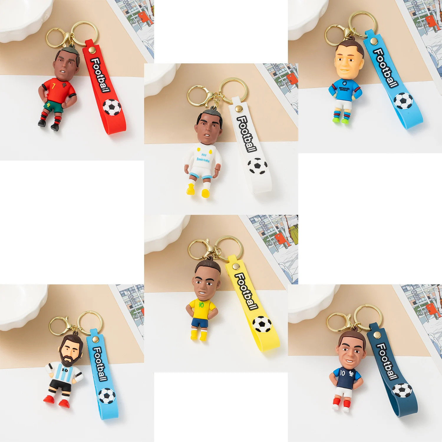 Chaveiros, Enfeites E Lembrancinhas Com Figuras De Jogadores De Futebol Em Pvc.