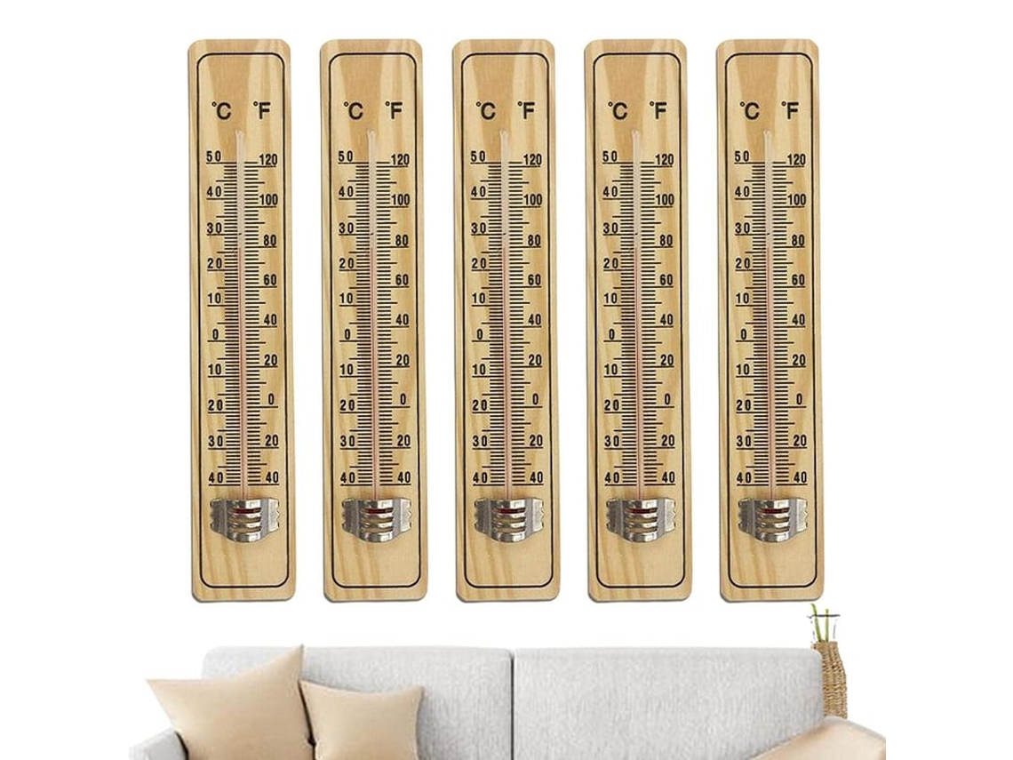 2026-5 Termômetros De Parede De Madeira, Termômetro Interno, Para Cozinha E Banheiro, -40℃~+50℃, Leves, Decorativos