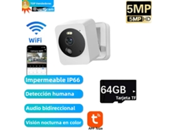 Mini Câmera Ip Inteligente Graffiti com Wi fi, 5 Mp, À Prova D'água MDUG (1 Unidade, 64 Gb)