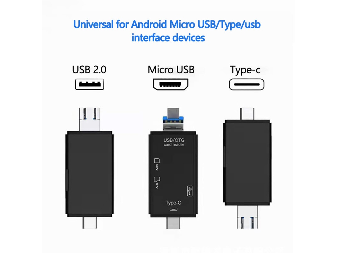 Adaptador Leitor de Cartões Sd/Micro Sd Sd Usb C 6 em 1 Micro Usb Otg Adaptador de Memória para Tf Sdxc Sdhc Ms Mmc Msxc MAOYI