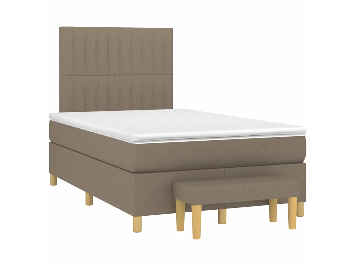 Vidaxl Cama Boxspring C/ Colchão 120x190cm Tecido Castanho-acinzentado