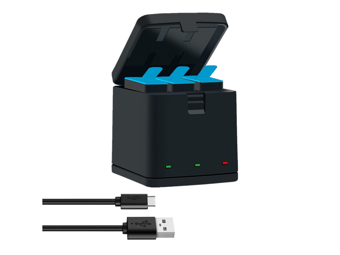 Kit De Carregador Triplo Com Cabo Usb Tipo C Para Gopro Hero 8 Black/hero 7/hero 6/5-aquaforge