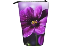 Purple Case Trousse Crayons Télescopique Flower Print Durable Porte-stylo Multifotionnel Peil
