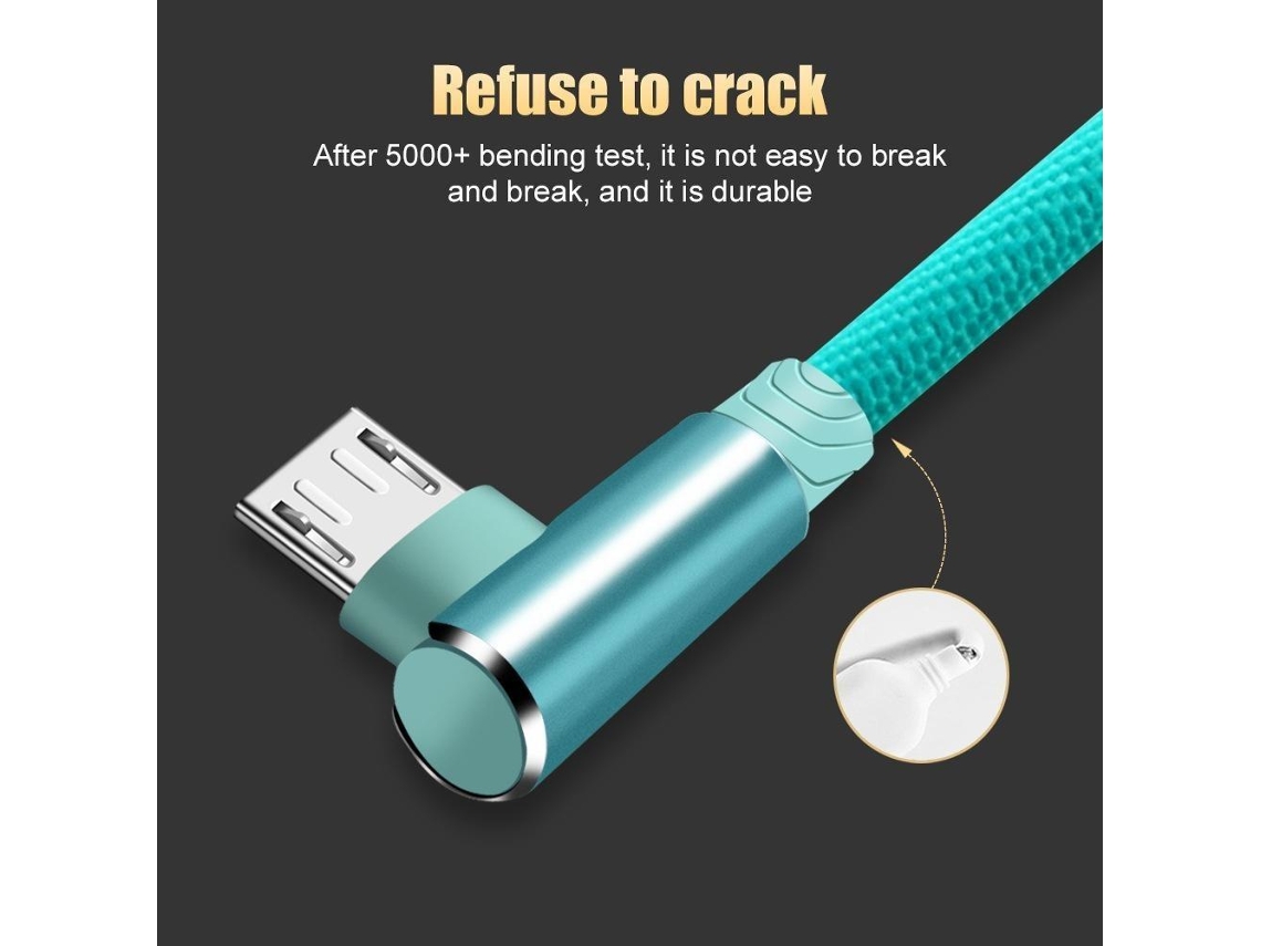 Cabo De Carregamento Angular De 90 Graus Usb A Para Usb C / Iphone Light Azul Celeste (micro Usb) Azul Celeste Brilvibera (micro Usb)