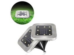 Rebe lâmpadas Solares Enterradas Exteriores Impermeáveis 8led Ip65 Decoração Jardim Pátio Branco Aço Inoxidável Abs