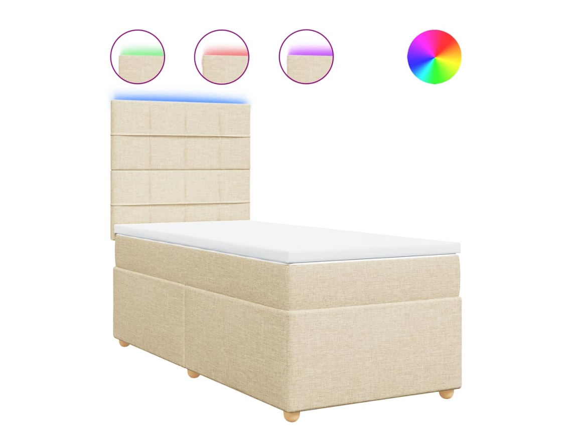 Cama com Molas/colchão 80x200 Cm Tecido Cor Crème MAISON EXCLUSIVE