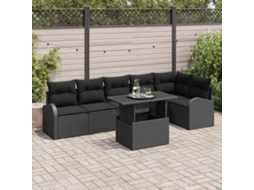 Maison Exclusive - Conjunto De Sofá De Jardim Com Travesseiro 7 Pcs Preto Vime Pe