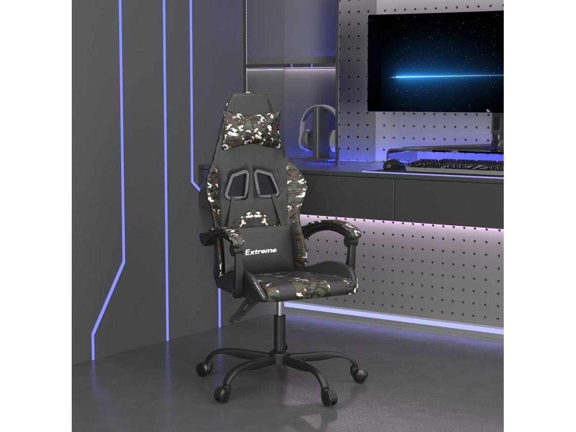 Vidaxl Cadeira Gaming Couro Artificial Preto E Camuflado