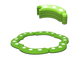 Trave de Equilíbrio com 6 Segmentos Curvos e Elementos Sensoriais, Suporta 50kg, Cor Verde, Ideal para Desenvolvimento Infantil cs