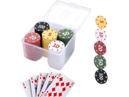 Fichas de Poker, 100 peças numeradas, acessórios de jogo coloridos com estojo | Pequenos Totons De Poke Gokoco