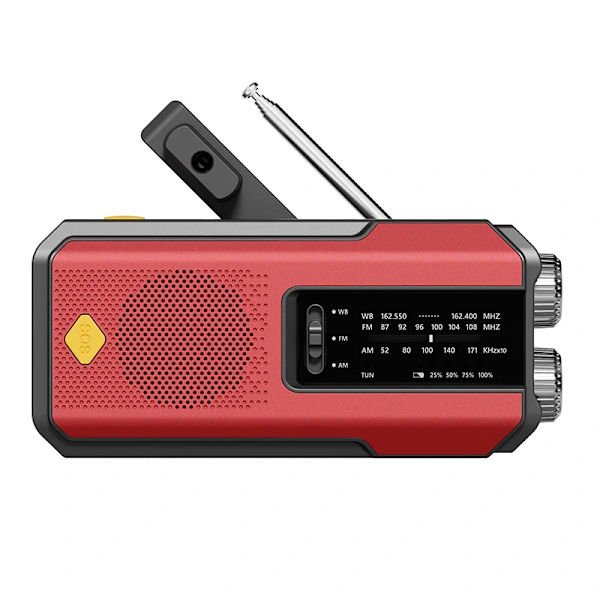 Rádio de Manivela com Lanterna de 3 Leds, Meteorológico Portátil Am/fm AQUAFORGE