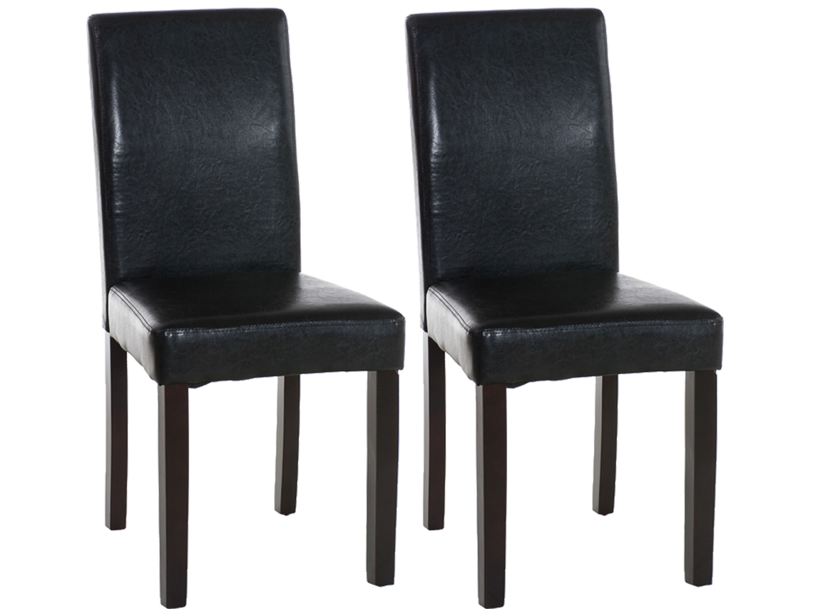 Conjunto de 2 cadeiras de jantar em imitação de pele Ina preto/marrom escuro CLP