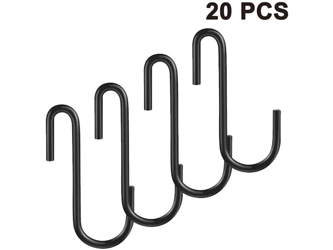 Pacote com 20 ganchos em S resistentes, para pendurar objetos, porta copos, prateleiras AQUAFORGE