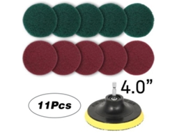 Kit De Limpeza Com 11 Peças Escovas Adesivas De 4 Polegadas Para Furadeira Elétrica Carpete Vidro Carro
