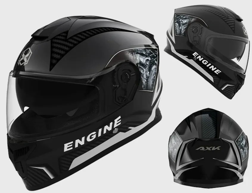 Capacete Moto Full Face - Cabeça E Tail 54-61 Cm - Engine Black